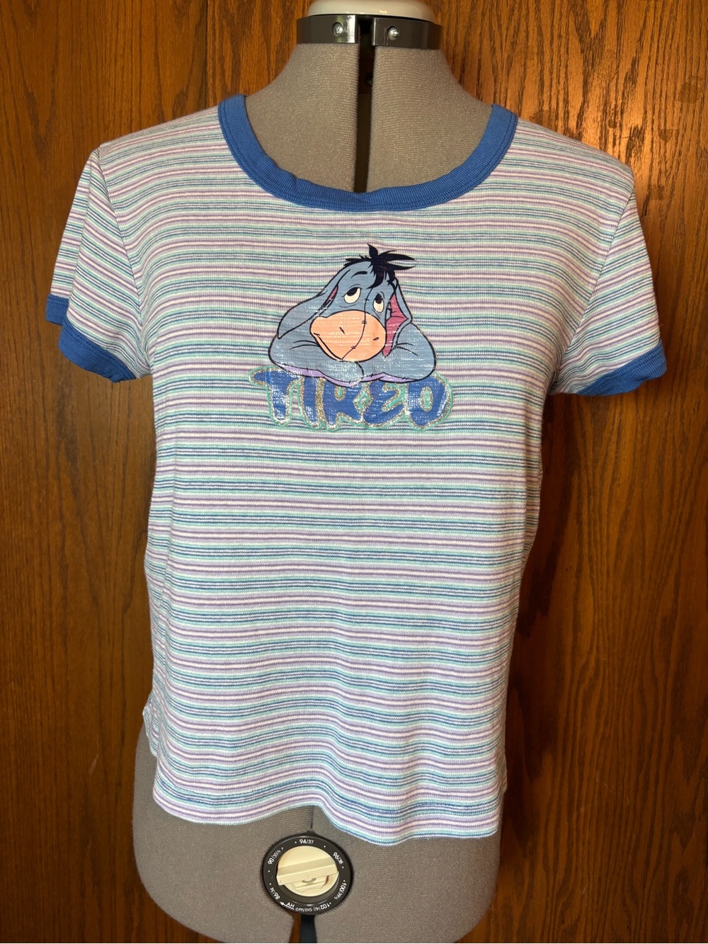 Disney Eeyore Striped Short Sleeve Tee in Blue, Pink, Green - medium.